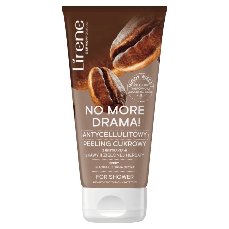 Lirene No More Drama!, exfoliant anticelulitic cu zahăr, cu cafea și ceai verde, 175 g — preț și oferte