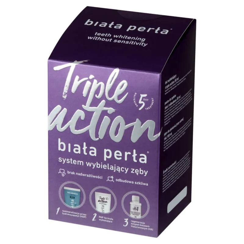 White Pearl Triple Action, kit pentru albirea dinților la domiciliu cu sistem overlay, tratament de 5 zile. White Pearl (Biala Perla) — preț și oferte