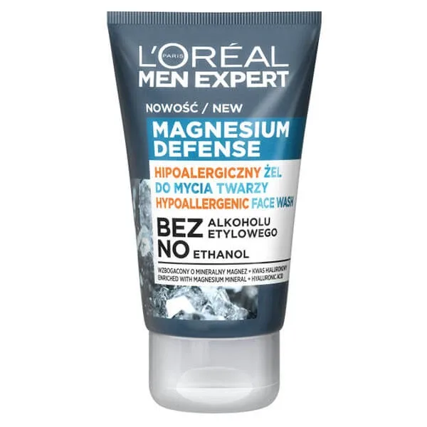 L'Oreal Men Expert, Magnesium Defense, gel de curățare facială, hipoalergenic, 100 ml — preț și oferte