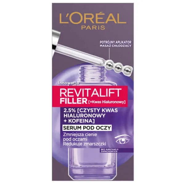 L'Oreal Revitalift Filler, ser pentru ochi, 2,5% (acid hialuronic pur + cafeină), 20 ml L'Oréal Paris — preț și oferte