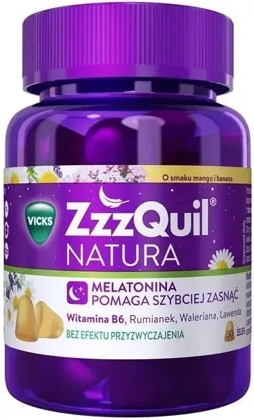 ZzzQuil Natura, bomboane cu jeleu, aromă de mango-banană, 30 bucăți — preț și oferte