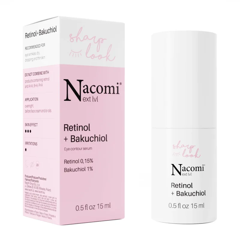 Nacomi Next Level, Ser pentru ochi Retinol+Bakuchiol, 15 ml — preț și oferte