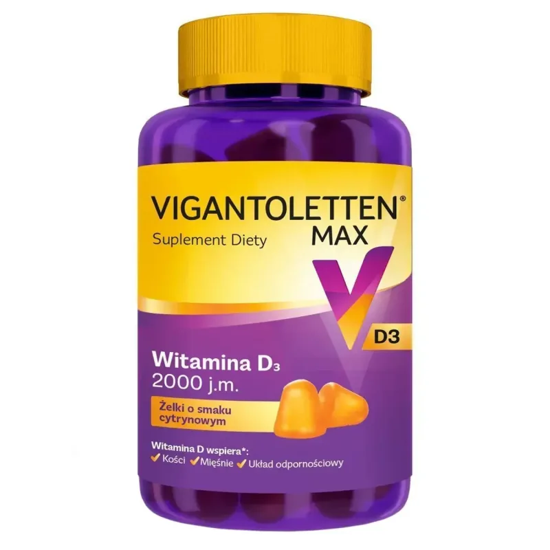 Vigantoletten Max, vitamina D3 2000 UI, jeleuri cu aromă de lămâie, 60 bucăți Procter&Gamble — preț și oferte