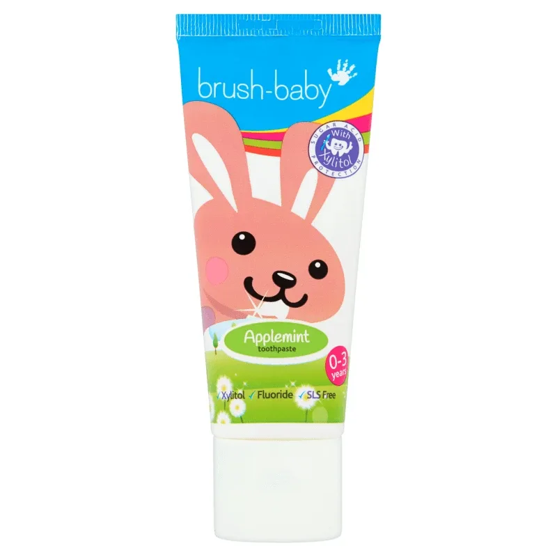 Brush-Baby, pastă de dinți pentru copii 0-3 ani, mere-mentă, cu fluor, 50 ml — preț și oferte