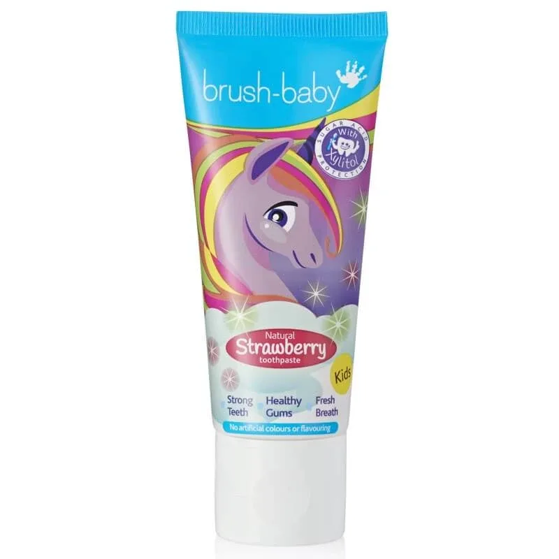 Brush-Baby, pastă de dinți pentru copii de peste 3 ani, căpșuni, cu fluor, 50 ml — preț și oferte