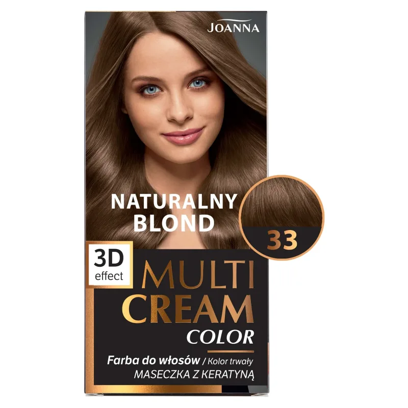Joanna Multi Cream Color, vopsea de păr, 33 blond natural, 1 bucată — preț și oferte
