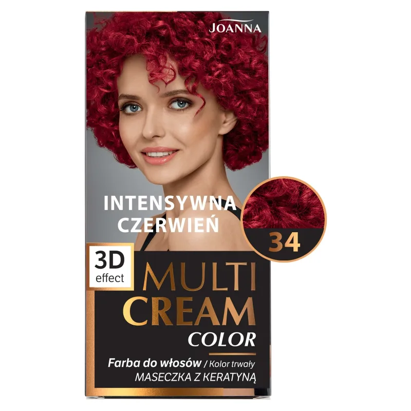 Joanna Multi Cream Color, vopsea de păr, 34 roșu intens, 1 bucată — preț și oferte