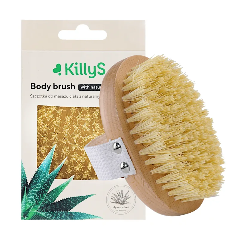 KillyS, perie de masaj pentru corp uscat din lemn cu peri naturali de agave — preț și oferte