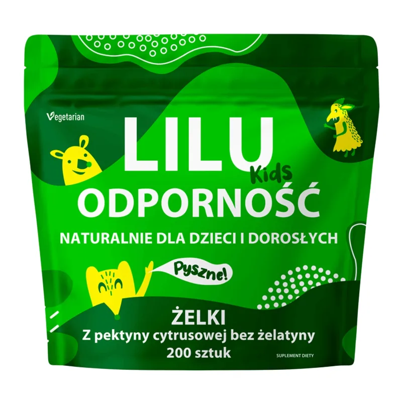 Lilu Kids Immunity, jeleuri naturale pentru copii și adulți, aromă de zmeură, 200 de bucăți — preț și oferte