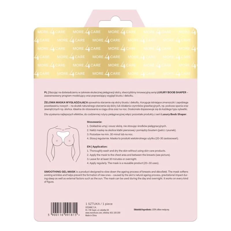 More4Care Luxury Boob Shaper, mască de gel pentru netezirea bustului și a decolteului, 1 bucată — preț și oferte