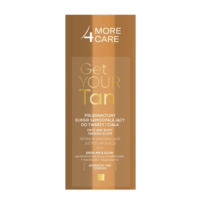 More4Care Get Your Tan, elixir autobronzant pentru față și corp, 15 ml — preț și oferte