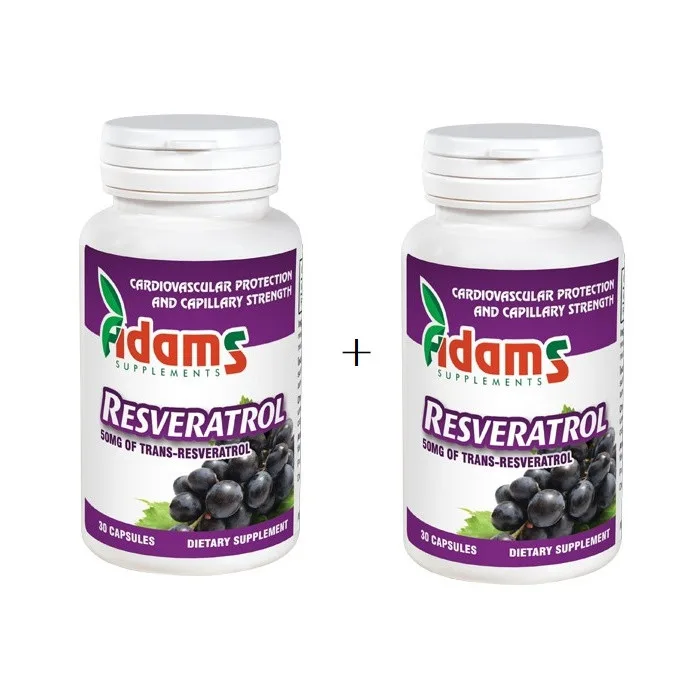 Resveratrol 50mg, 30 capsule, Adams Vision Pachet 2x 30 capsule — preț și oferte