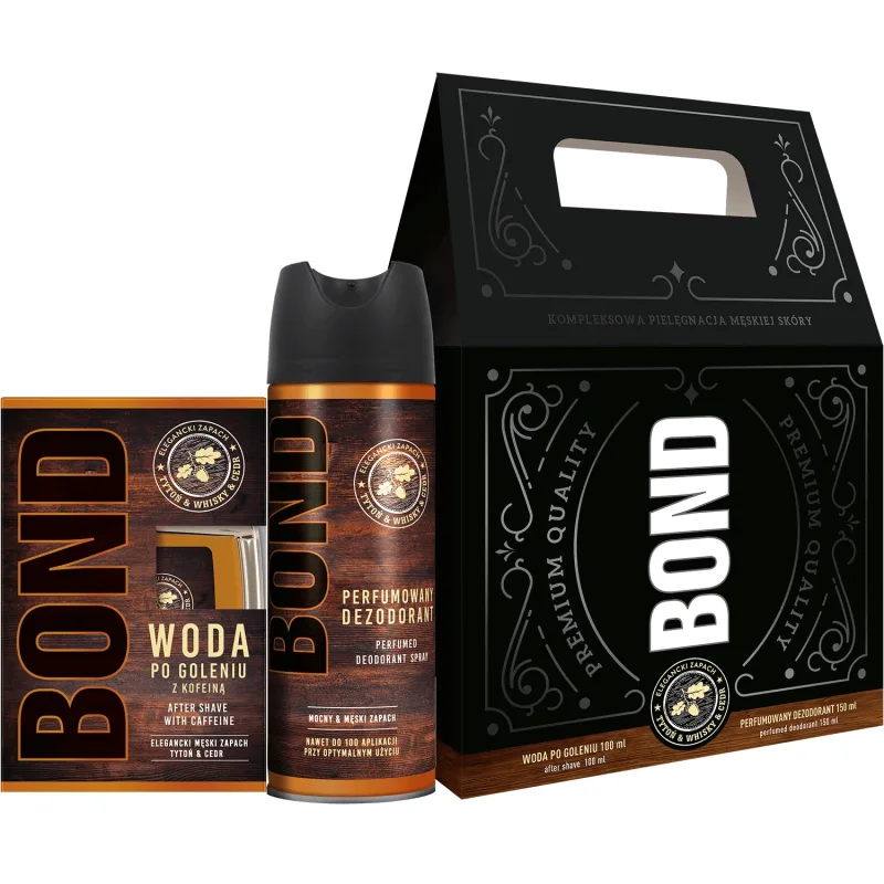 Set Bond Tobacco, Whisky și Cedar, aftershave, 100ml + deodorant, 150ml — preț și oferte
