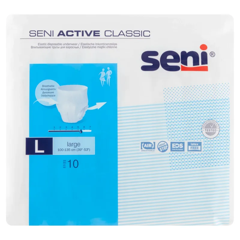 Seni Active Classic, chiloți absorbanți, Mare, 110-135 cm, 10 bucăți — preț și oferte