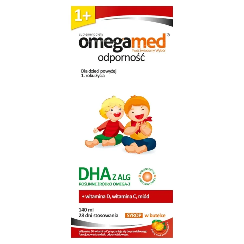 Omegamed Immunity DHA, sirop pentru copii cu vârsta peste 1 an, aromă de portocale, 140 ml — preț și oferte