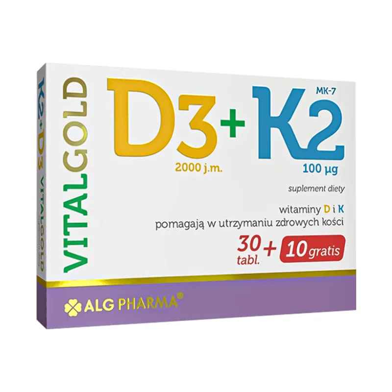 D3 + K2 VitalGold, 30 comprimate + 10 comprimate gratuite — preț și oferte