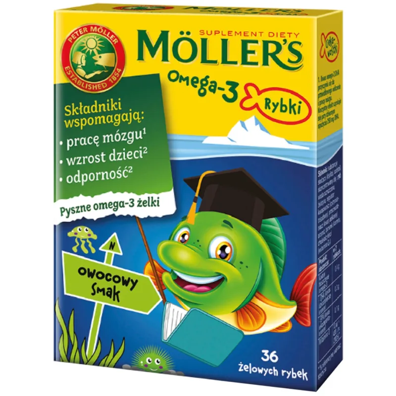 Peştişori gumați cu Omega-3 cu aromǎ de fructe, 36 de jeleuri, Möller’s — preț și oferte