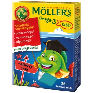 Peştişori gumați cu Omega-3 cu aromǎ de zmeură, 36 de jeleuri, Möller’s