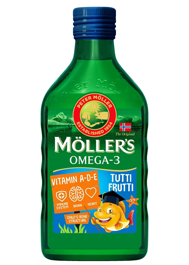 Ulei de pește norvegian, peste 3 ani, aromă fructată, 250 ml, Möller's — preț și oferte