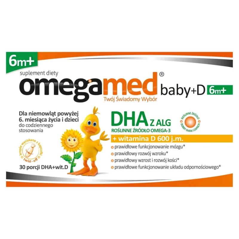 Omegamed Baby+D 6m+, DHA + vitamina D, peste 6 luni, 30 de capsule cu sistem de răsucire — preț și oferte