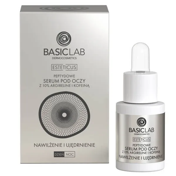BasicLab Esteticus, Serum peptidic pentru ochi cu 10% peptide și cafeină, hidratare și fermitate, 15 ml — preț și oferte