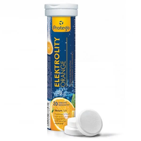 Protego Elektrolity Orange, aromă de portocale, 20 comprimate efervescente — preț și oferte