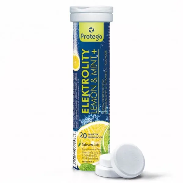 Protego Elektrolity Lemon & Mint+, aromă de lămâie și mentă, 20 comprimate efervescente — preț și oferte