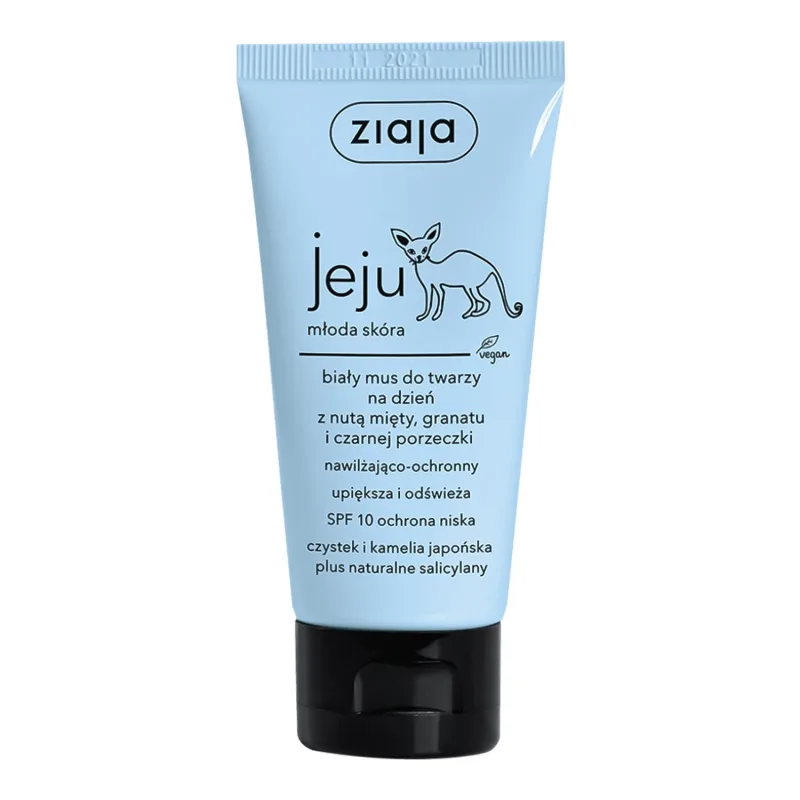 Ziaja Jeju, spumă albă de zi, hidratantă și protectoare pentru față, cu note de mentă, rodie și coacăze negre, SPF 10, 50 ml — preț și oferte