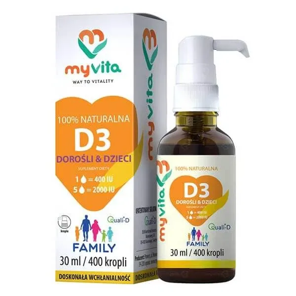 MyVita Vitamin D3 Family, picături pentru copii și adulți, 30 ml — preț și oferte