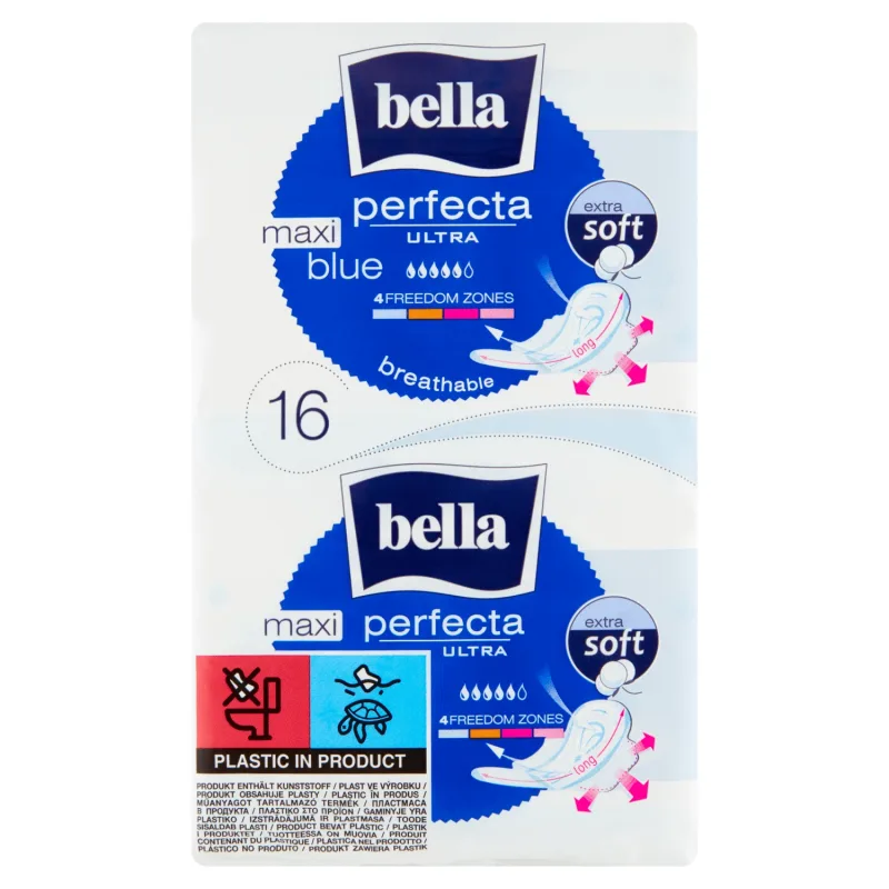 Bella Perfecta Ultra, prosoape sanitare Extra Soft cu aripi, Maxi Blue, 16 buc. — preț și oferte