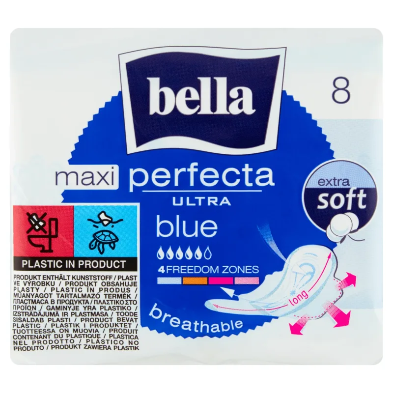 Bella Perfecta Ultra, prosoape sanitare Extra Soft cu aripi, Maxi Blue, 8 buc. — preț și oferte