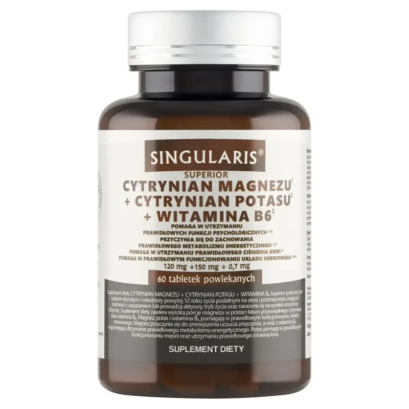 Singularis Superior Citrat de magneziu + Citrat de potasiu + Vitamina B6, 60 comprimate filmate — preț și oferte