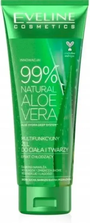 Eveline Cosmetics 99% Natural Aloe Vera, gel multifuncțional pentru corp și față, efect de răcire, 250 ml