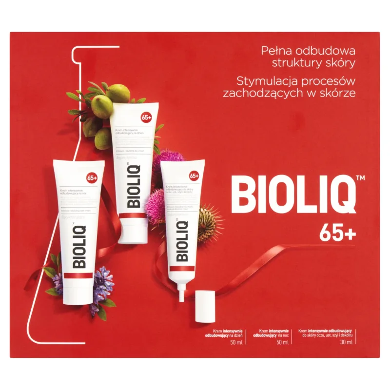 Kit Bioliq 65+, Cremă de zi reparatoare, 50 ml + Cremă de noapte reparatoare, 50 ml + Cremă pentru ochi, buze, gât și decolteu, 30 ml — preț și oferte