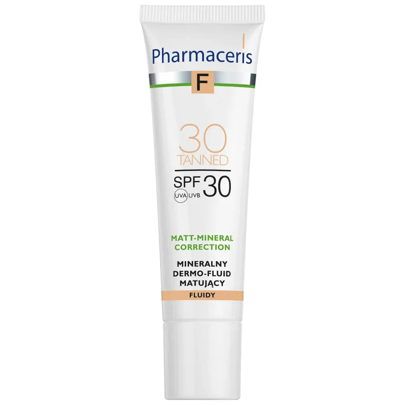 Pharmaceris F Matt-Mineral-Correction, dermo-fluid mineral matifiant, 30 Tanned, SPF 30, 30 ml — preț și oferte