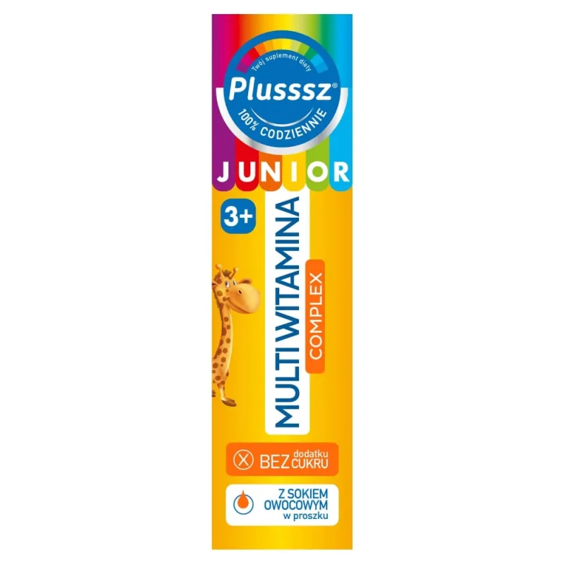 Plusssz Junior Complex Multivitaminic, pentru copii peste 3 ani, aromă tropicală, 20 comprimate efervescente — preț și oferte
