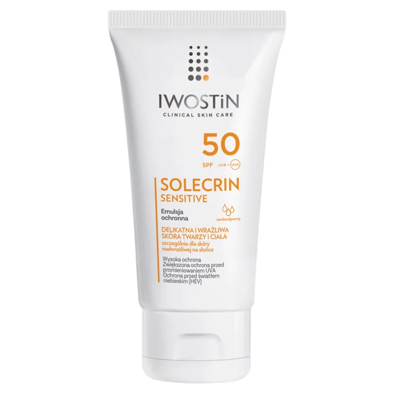Iwostin Solecrin Sensitive, Emulsie protectoare calmantă SPF 50, piele sensibilă, 100 ml — preț și oferte