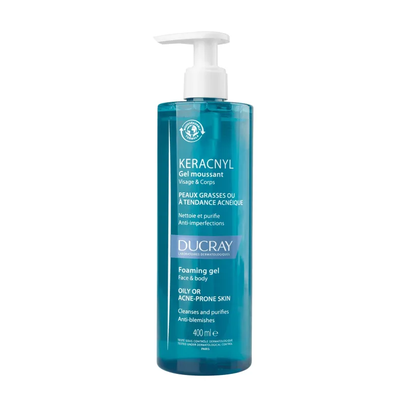 Ducray Keracnyl, Gel spumant pentru față și corp, 400 ml — preț și oferte