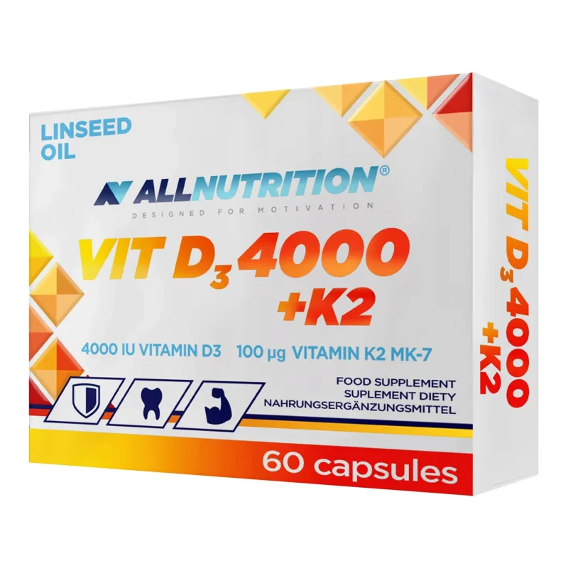 Allnutrition Vit D3 4000 + K2, vitamina D 4000 UI + vitamina K 100 µg, 60 capsule — preț și oferte