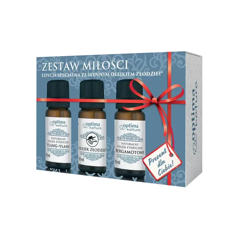 Optima Natura Love Kit, uleiuri esențiale naturale, hobbiță, ylang-ylang, bergamotă, 3 x 10 ml — preț și oferte