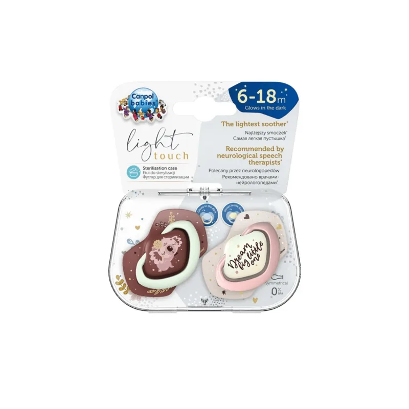 Canpol Babies, suzetă, silicon, simetrică, simetrică, strălucitoare, Sleepy Koala, roz, 6-18 luni, 2 buc. — preț și oferte