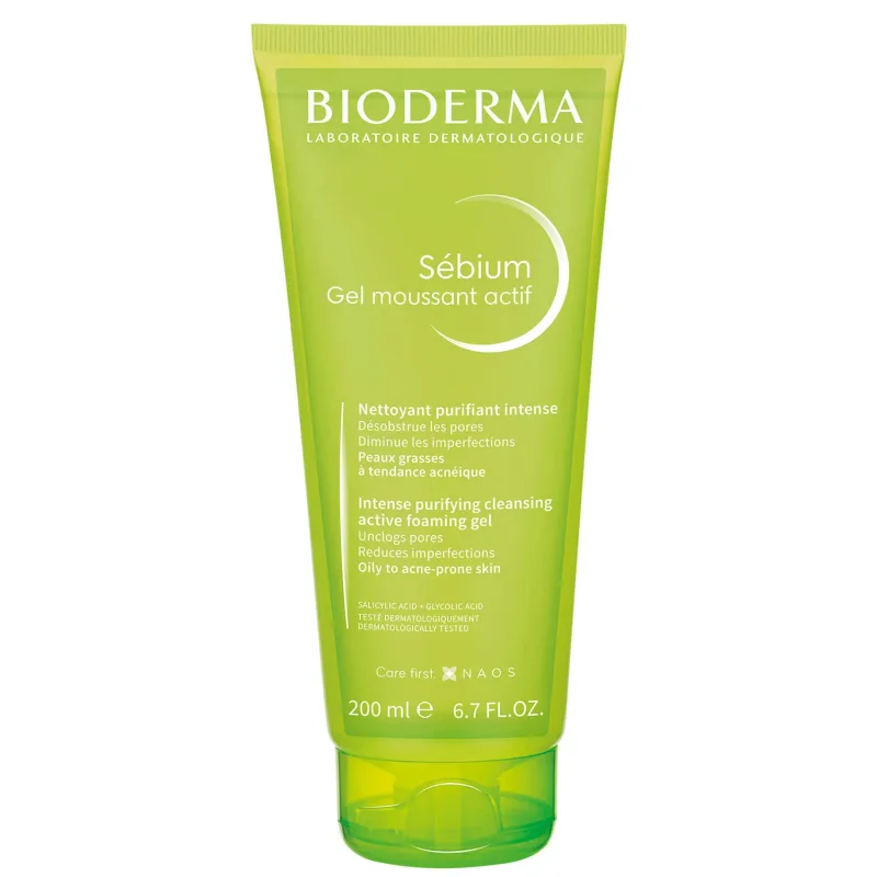 Gel spumant activ Bioderma Sébium, ten gras și acneic, 200 ml, Naos — preț și oferte