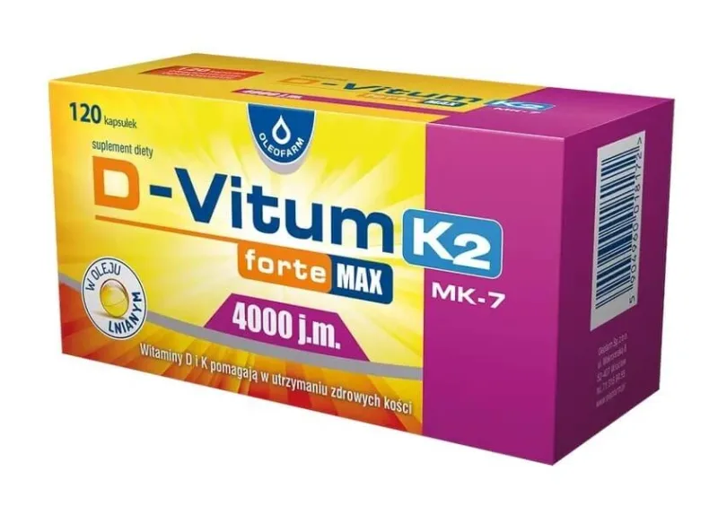 D-Vitum Forte Max 4000 UI. K2 MK-7, 120 capsule Oleofarm — preț și oferte