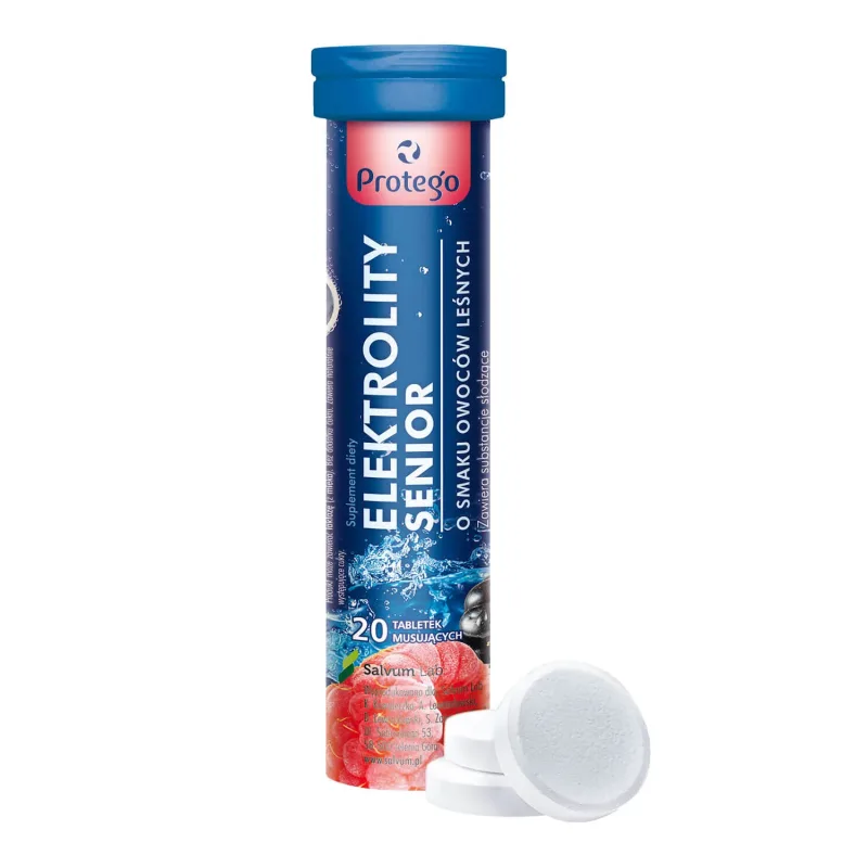 Protego Elektrolity Senior, aromă de fructe de pădure, 20 comprimate efervescente — preț și oferte