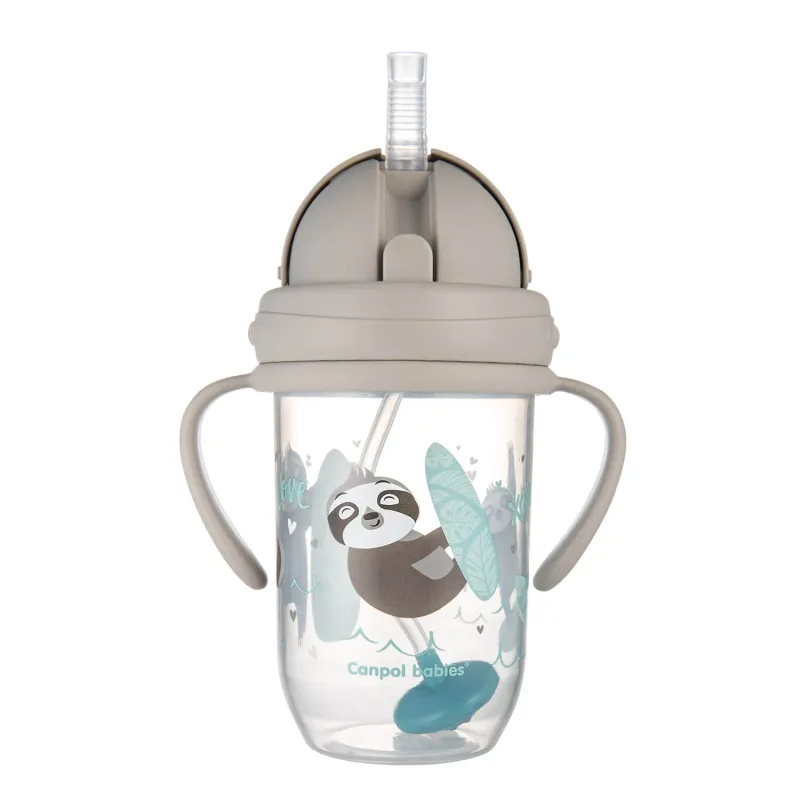 Canpol Babies, pahar picurător cu tub și greutate, Exotic Animals, gri, 56/606, de la 6 luni, 270 ml — preț și oferte