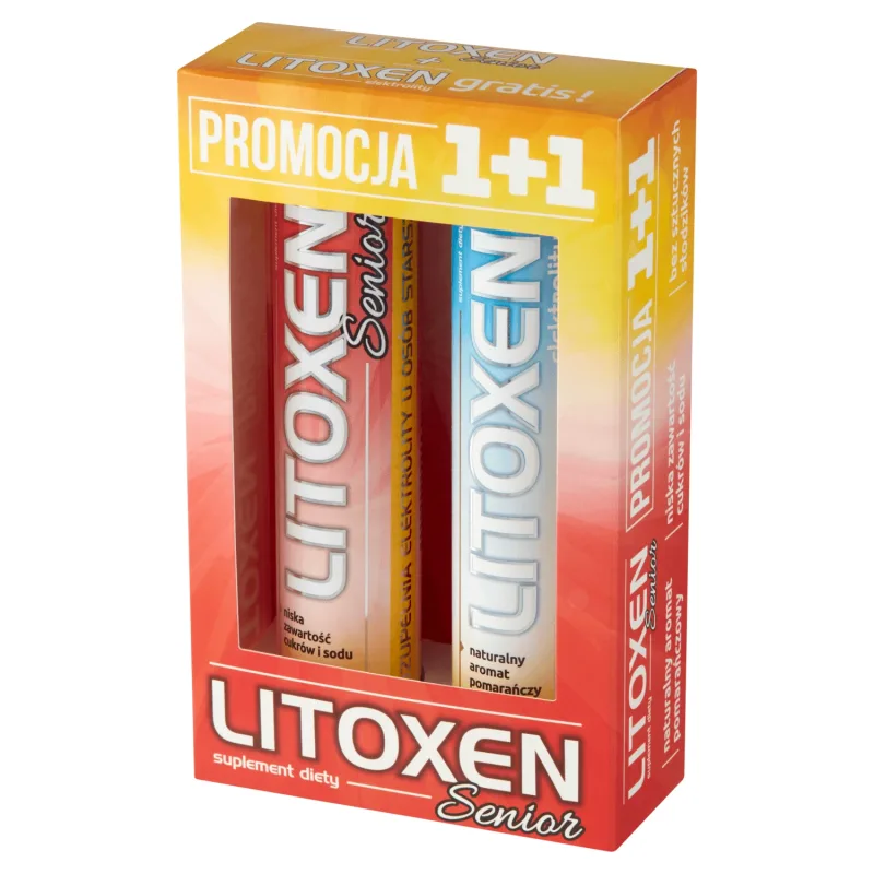 Litoxen Senior, aromă de portocale, 20 comprimate efervescente + Litoxen Elektrolity, aromă de portocale, 20 comprimate efervescente — preț și oferte