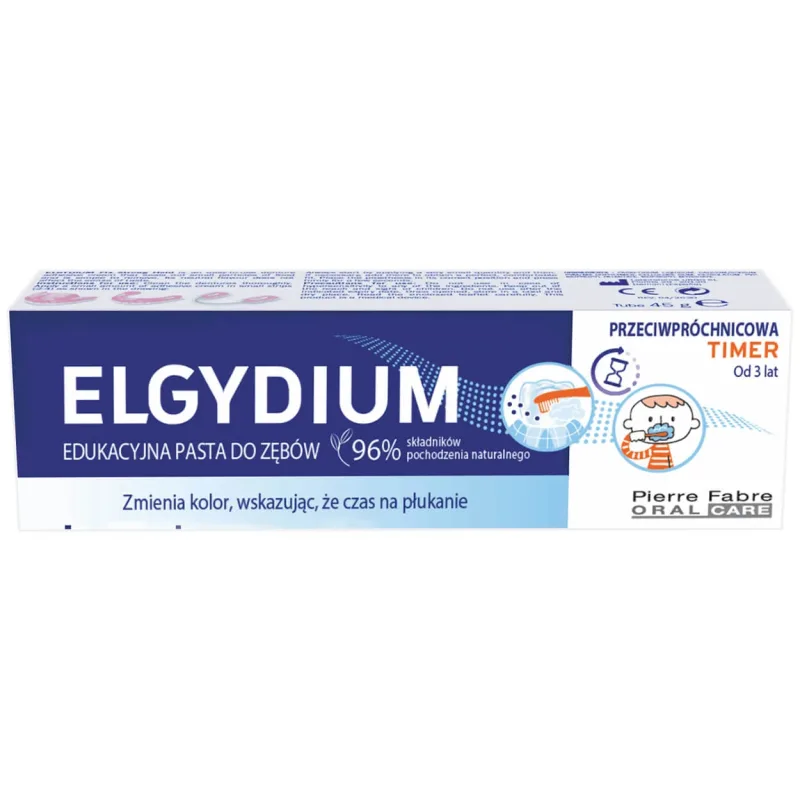 Elgydium Timer, pastă de dinți educativă cu schimbare de culoare, anti-caries, de la 3 ani, 50 ml — preț și oferte