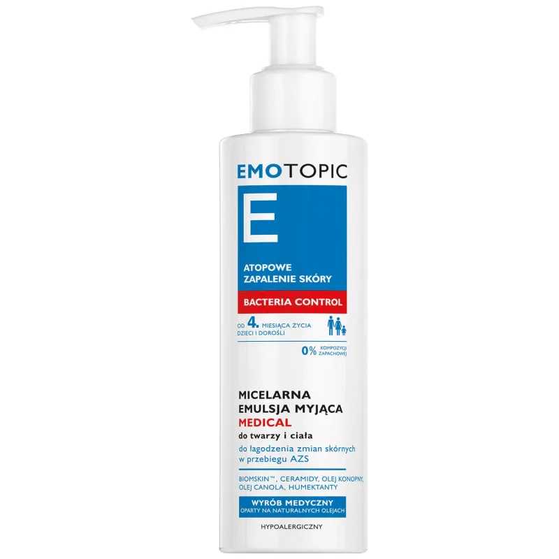 Pharmaceris E Emotopic Bacteria Control, Emulsie micelară de curățare medicală pentru față și corp începând cu vârsta de 4 luni, 190 ml — preț și oferte