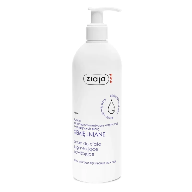 Ziaja Med Siemię Siemię Lniane, Ser de corp regenerant și hidratant, pentru pielea exfoliată și predispusă la alergii, 400 ml — preț și oferte