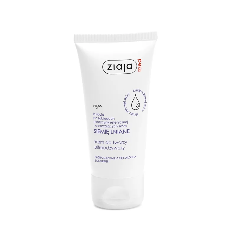 Ziaja Med Siemię Siemię Lniane, Cremă de față ultra-nutritivă, pentru tenul exfoliat și predispus la alergii, 50 ml — preț și oferte